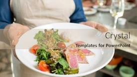  Presentation with white plate - Theme featuring white-porcelain-plate-with-smoked background and a coral colored foreground