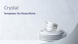  Presentation with porcelain - Presentation theme enhanced with white-porcelain-plates-bowls background and a sky blue colored foreground
