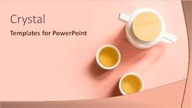  Presentation with high tea - PPT theme consisting of white-porcelain-teapot-and-cup background and a lemonade colored foreground