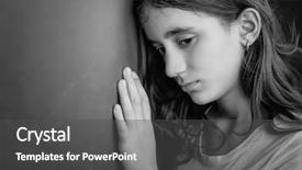  Presentation with sad girl - Slide set enhanced with white portrait of a sad background and a dark gray colored foreground