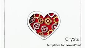  Presentation with postcard - Cool new slide deck with white-postcard-with-heart-shape backdrop and a sky blue colored foreground