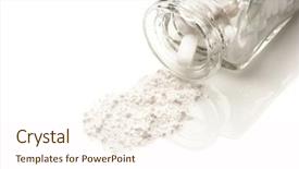  Presentation with opioid - Amazing PPT theme having white powder from crushed pill backdrop and a cream colored foreground