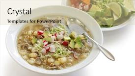  Presentation with mexican - Audience pleasing presentation design consisting of white pozole mexican soup cuisine backdrop and a soft green colored foreground