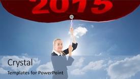  Presentation with chain - Beautiful theme featuring white professional side border - businesswoman pulling a chain backdrop and a  colored foreground