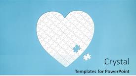  Presentation with heart puzzle - PPT theme having white-puzzle-in-heart-shape background and a light blue colored foreground