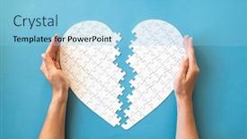  Presentation with heart puzzle - PPT layouts enhanced with white-puzzle-in-heart-shape background and a light blue colored foreground
