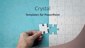  Presentation with blue puzzle pieces - Slide deck with white-puzzle-pieces background and a light blue colored foreground