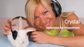  Presentation with rabbit - Beautiful presentation theme featuring white rabbit listening to music backdrop and a red colored foreground