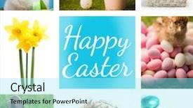  Presentation with pink green - Beautiful presentation theme featuring white rabbit sitting behind easter backdrop and a arctic colored foreground