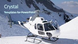  Presentation with rescue helicopter - Beautiful presentation design featuring white rescue helicopter parked backdrop and a ocean colored foreground