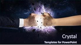  Presentation with explosion - Cool new presentation design with white revolution - two hands fighting with storm backdrop and a wine colored foreground