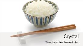  Presentation with japanese food - Presentation enhanced with white rice japanese staple food background and a light gray colored foreground