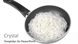  Presentation with rice - Cool new presentation design with white rice on fry pan isolated over background backdrop and a white colored foreground