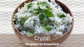  Presentation with rice - PPT theme enhanced with white-rice-with-coriander background and a violet colored foreground