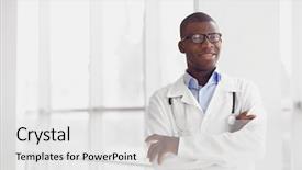  Presentation with doctor african - Presentation theme enhanced with white robe - handsome african american doctor background and a  colored foreground