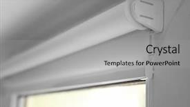  Presentation with metal roller shutter - Beautiful PPT theme featuring white roller blind backdrop and a light gray colored foreground