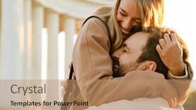  Presentation with romantic - PPT theme with white-romantic-couple-smiling background and a coral colored foreground