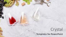  Presentation with grape - Slide set with white-rose-and-red-wine background and a light gray colored foreground