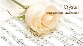  Presentation with white rose - Cool new PPT theme with white rose on the musical backdrop and a cream colored foreground
