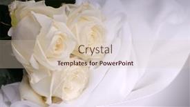  Presentation with white wedding - PPT layouts featuring white-rose-on-white-chiffon background and a soft green colored foreground