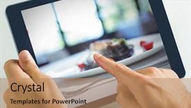  Presentation with hand touching finger digital - Colorful slides enhanced with white rose presentation - digital composite of hand touching backdrop and a  colored foreground