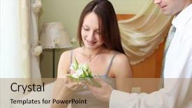  Presentation with flower woman - Colorful presentation theme enhanced with white rose presentation - young man presenting flower backdrop and a  colored foreground