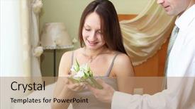  Presentation with flower woman - PPT layouts featuring white rose presentation - young man presenting flower background and a  colored foreground