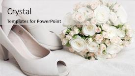  Presentation with pink wedding - Presentation design consisting of white roses and bride background and a white colored foreground