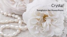  Presentation with pearl - Amazing slide deck having white roses and pearl necklace backdrop and a light gray colored foreground