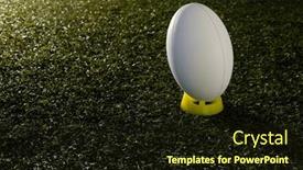  Presentation with grad ball - Slide deck featuring white-rugby-ball-over-grass background and a wine colored foreground