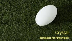  Presentation with grad ball - Presentation design with white-rugby-ball-over-grass background and a tawny brown colored foreground