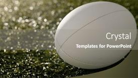  Presentation with grad ball - PPT layouts with white-rugby-ball-over-grass and a gray colored foreground