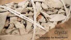  Presentation with incense - PPT theme consisting of white-sage-incense-bundle background and a coral colored foreground