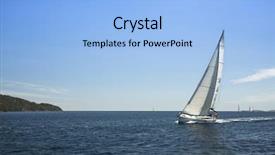  Presentation with water ship - Presentation theme with white sails in the open background and a light blue colored foreground
