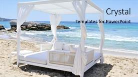  Presentation with aviation club - PPT layouts enhanced with white sand beach in ibiza background and a light blue colored foreground