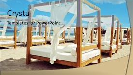  Presentation with beds - Colorful presentation theme enhanced with white sand beach in ibiza backdrop and a light blue colored foreground