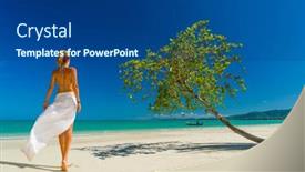  Presentation with white sand - Beautiful slides featuring white-sand-beach-in-khao backdrop and a ocean colored foreground