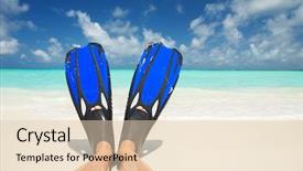  Presentation with blue crystal - Colorful PPT theme enhanced with white sand blue cloudy sky backdrop and a lemonade colored foreground