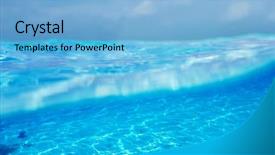  Presentation with ocean clear water deep blue - Cool new slide deck with white sand bottom in clear backdrop and a light blue colored foreground