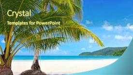  Presentation with summer trees - Cool new presentation theme with white sand sea and grass backdrop and a tawny brown colored foreground