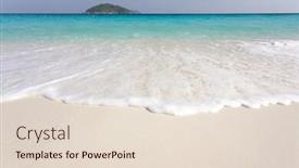  Presentation with white sand - Audience pleasing slide deck consisting of white-sand-tropical-beach-seascape backdrop and a lemonade colored foreground