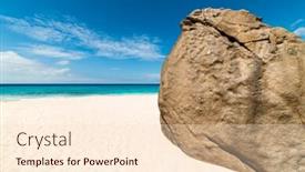  Presentation with white sand - Presentation theme featuring white-sand-tropical-beach background and a lemonade colored foreground