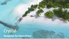  Presentation with lifeguard - Cool new PPT theme with white sandy beach with lifeguard backdrop and a teal colored foreground