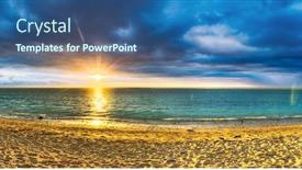  Presentation with sunset beach - Slide set with white-sandy-flic-en-flac background and a ocean colored foreground