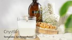  Presentation with scented candle - Slide deck with white-scented-candle-body-lotion background and a lemonade colored foreground