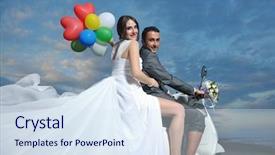  Presentation with beach wedding - Theme having white scooter and have fun background and a sky blue colored foreground