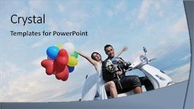  Presentation with beach wedding - Slides featuring white scooter and have fun background and a light blue colored foreground