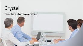  Presentation with team meeting - Cool new slide set with white screen in the meeting backdrop and a  colored foreground