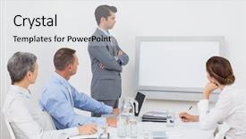  Presentation with team meeting - Beautiful PPT theme featuring white screen in the meeting backdrop and a  colored foreground