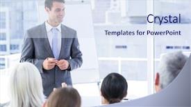  Presentation with team meeting - Presentation design having white screen in the meeting background and a  colored foreground